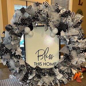 Charming Black and White Holiday Wreath